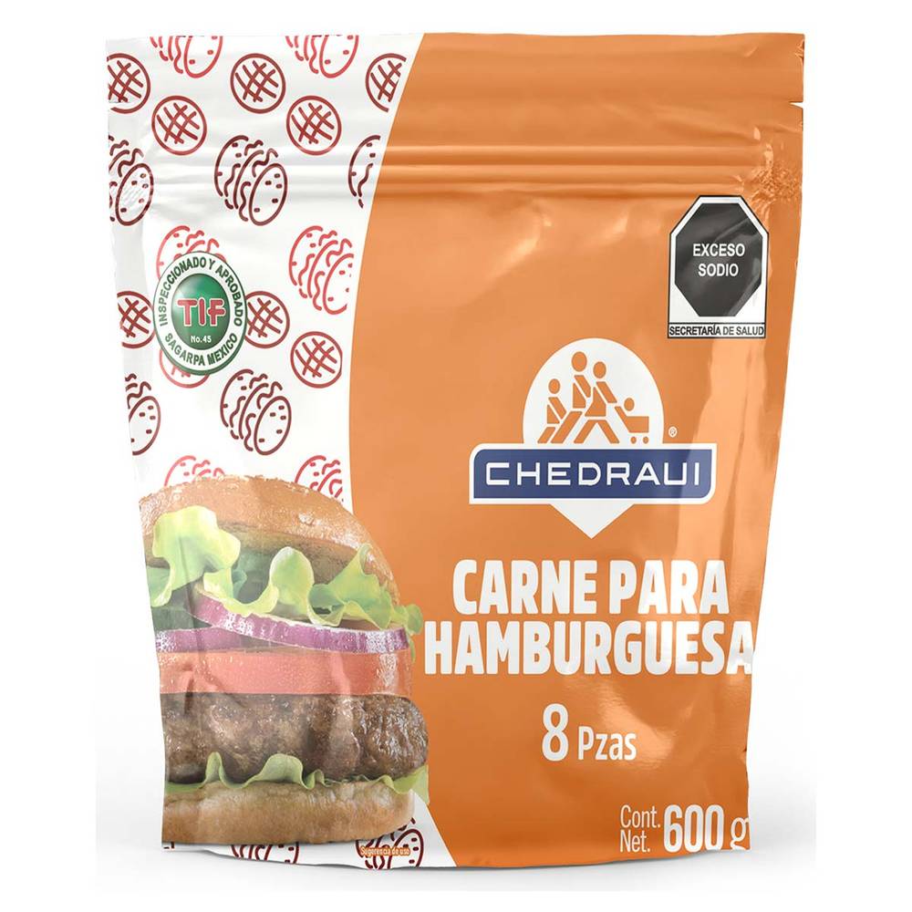 Chedraui · Carne para hamburguesa (600 g)