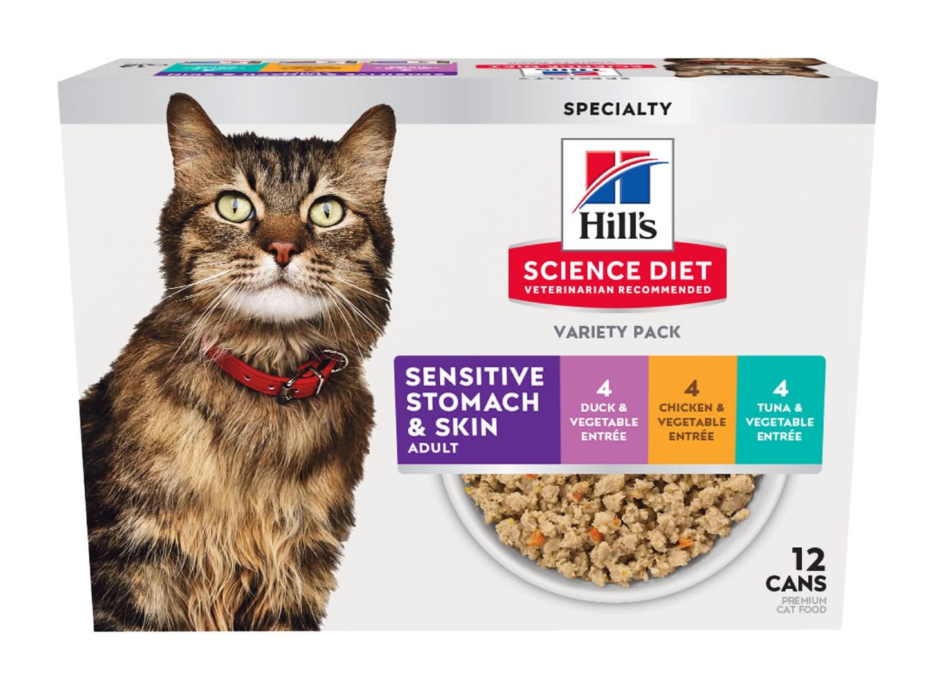 Hill's Science Diet Adult Wet Cat Food - Sensitive Stomach & Skin, Variety Pack, 12 ct, 34.8 Oz (Size: 12 Ct)