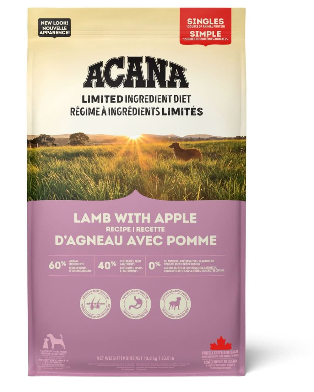 ACANA Singles Lamb & Apple Recipe Dog Food, 23.8 lb