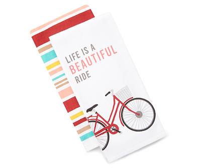 "Life Is a Beautiful Ride" Kitchen Towel, 2-Pack