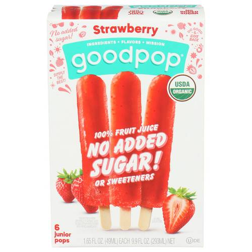 Goodpop Organic Strawberry Junior Pops 6 Pack