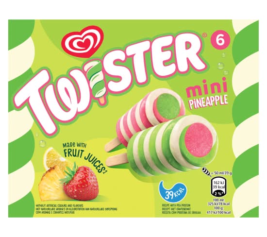 Heartbrand Fruit, Twister Ice Lolly Mini (6 pack)