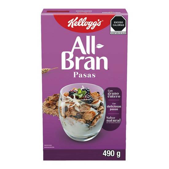 All-bran cereal con fibra y pasas