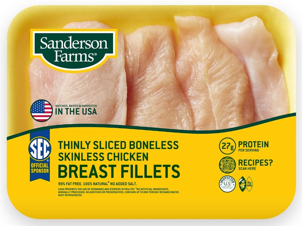 Sanderson Farms® Fresh Thin Sliced Boneless Skinless Chicken Breast Fillets with Rib Meat
