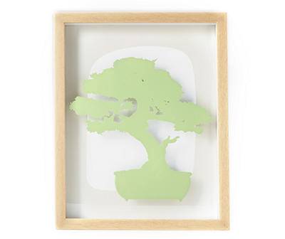 Zenspired Green Silkscreen Bonsai Framed Wall Plaque