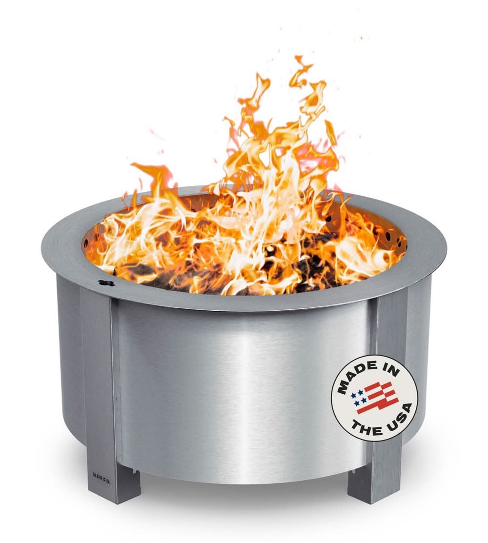Breeo X Series 24 Stainless Smokeless Fire Pit 24 In. W Stainless Steel Outdoor Round Wood Fire Pit