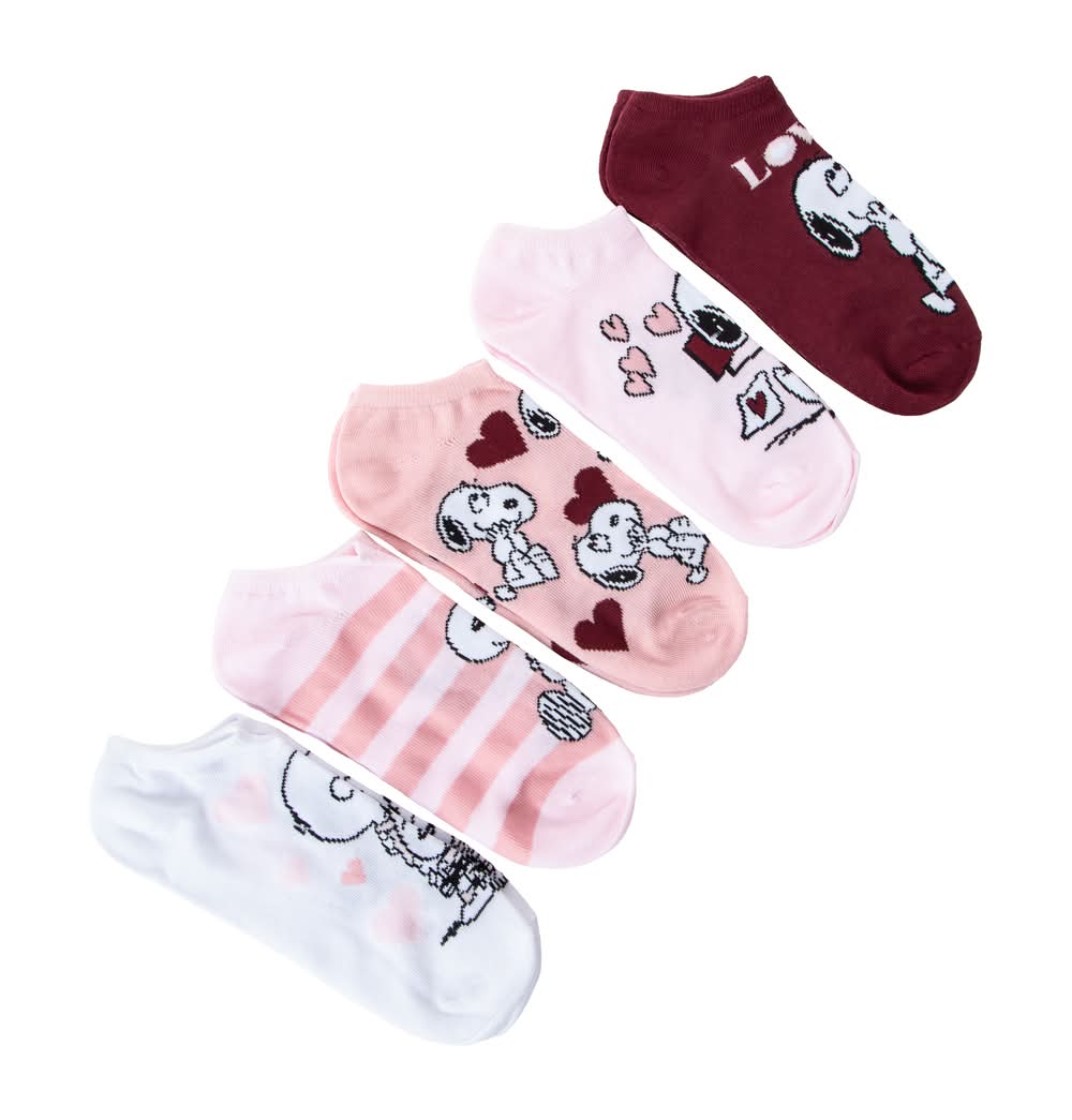 Valentine's Day Juniors Licensed Socks 5-Pairs Peanuts