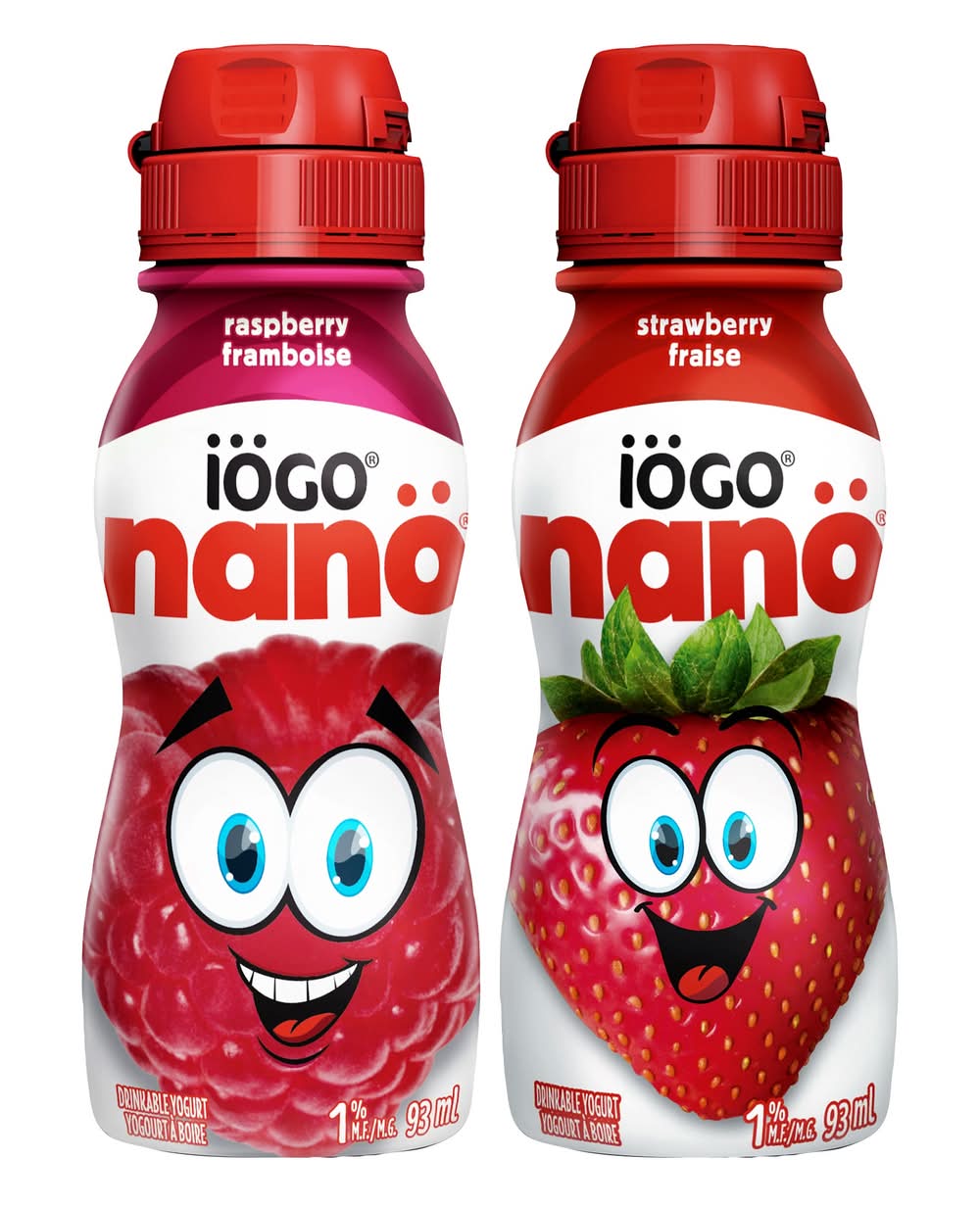 Iögo - Yogourt À Boire Assorti À 1,5% De Nano, 24 X 96 Ml / iÖGO Nano Drinkable Yogurt, Strawberry - Raspberry (24 x 93 ml)
