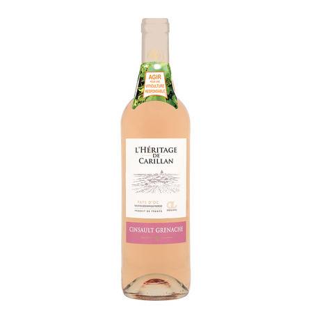 Vin Rosé Languedoc Roussillon IGP Pays d'OC Cinsault - Grenache L'HERITAGE DE CARILLAN CINSAULT ET GRENACHE - la bouteille de 75cL
