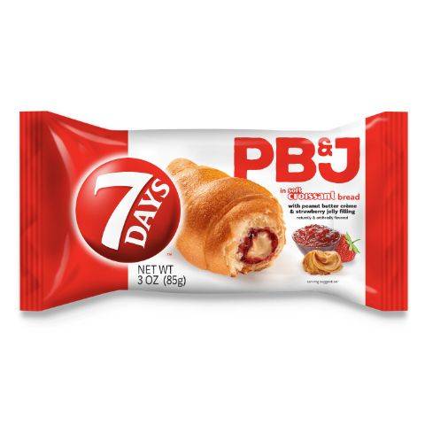 7Days Croissant Pb&J Bread, Peanut Butter Creme - Strawberry Jelly (3 oz)