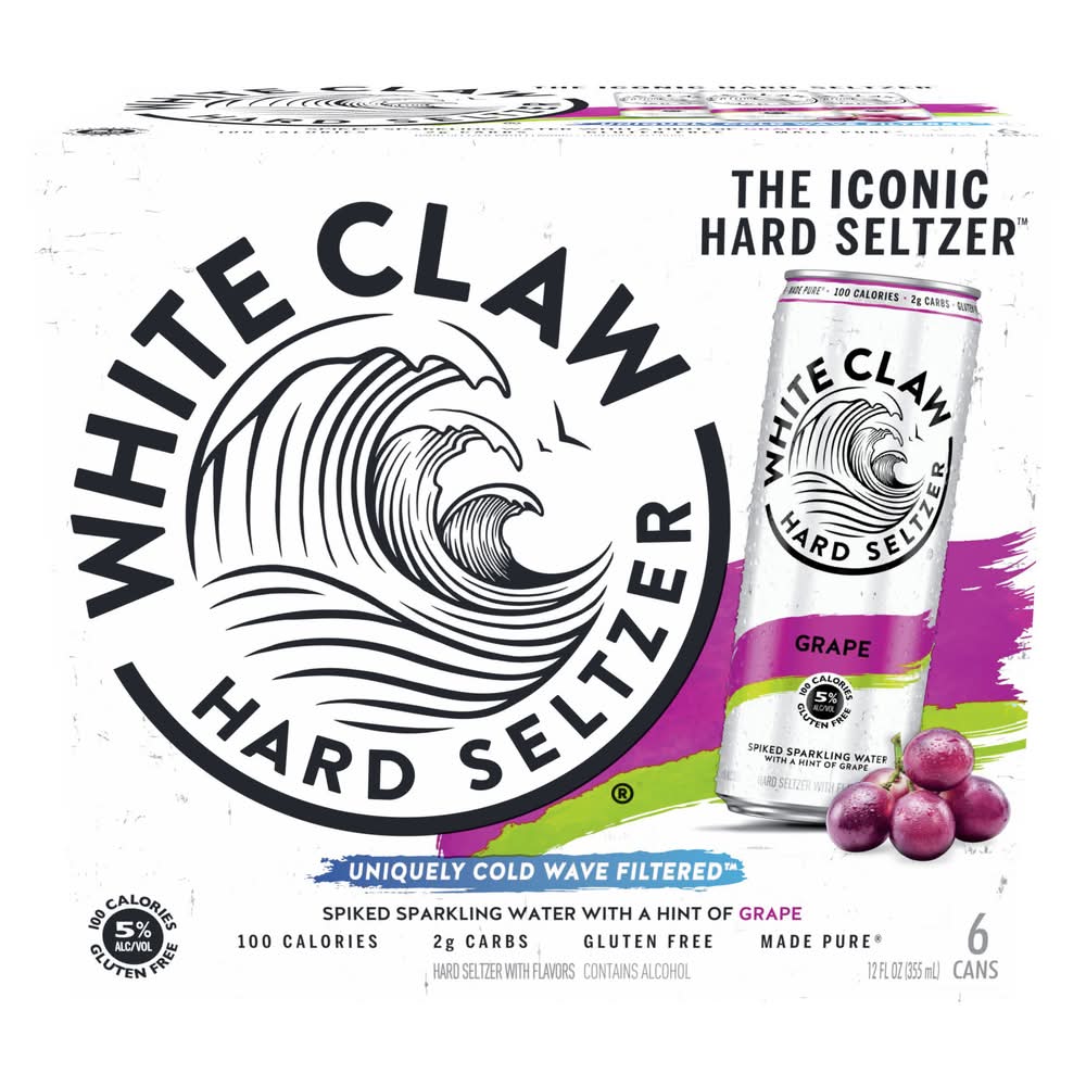 White Claw The Iconic Hard Seltzer, Grape (6 x 12 fl oz)
