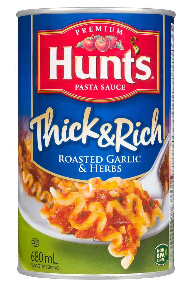 Hunt's Thick & Rich Pasta Sauce, Roasted Garlic & Herbs (680 ml)