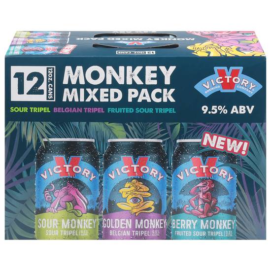 Victory Monkey Mixer pack With Golden & Sour Berry Flavors Beer (12 pack, 12 oz)