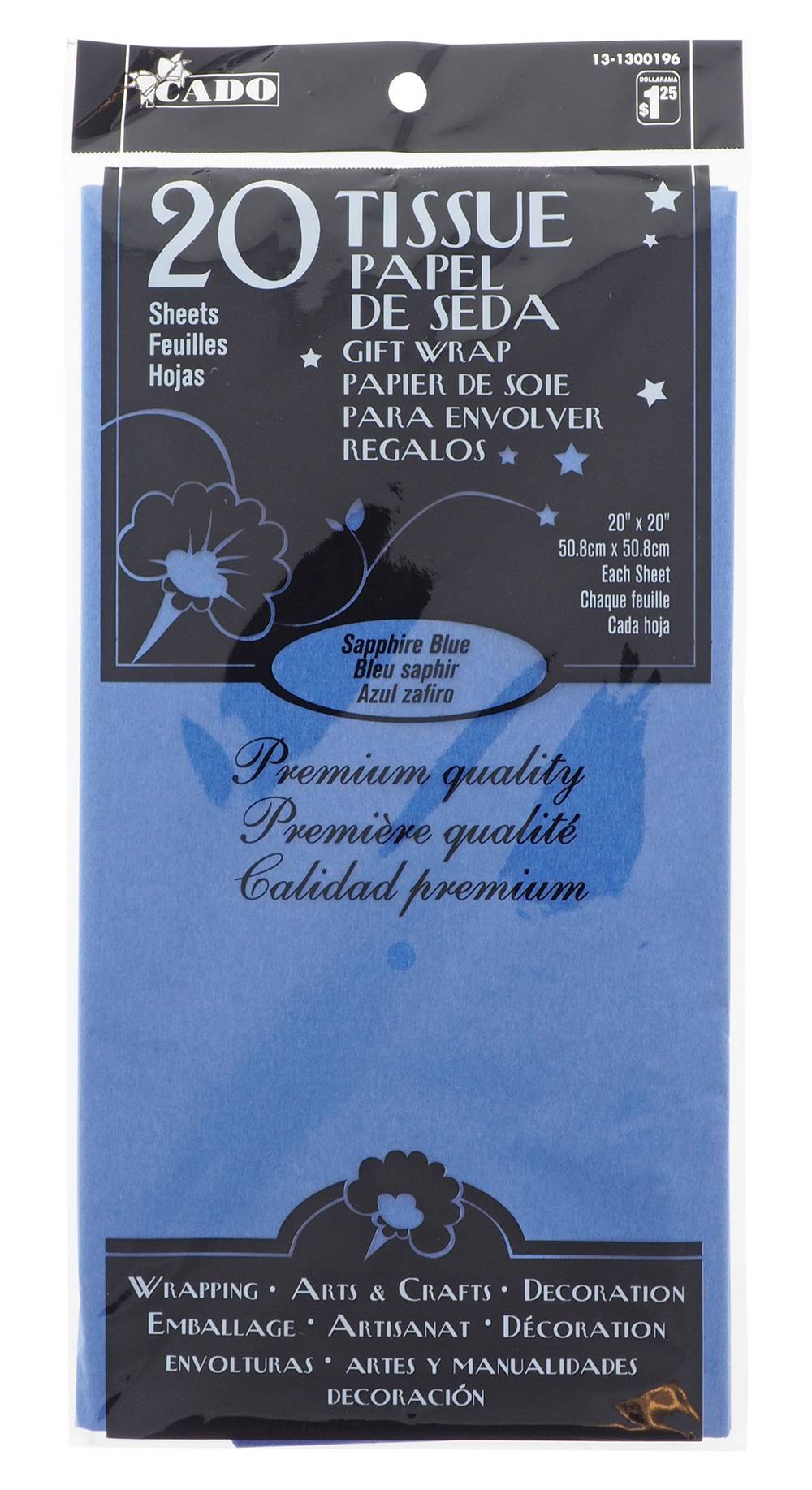 Cado Tissue Wrapping Paper, 20'' x 20'', Sapphire Blue (20 ct)
