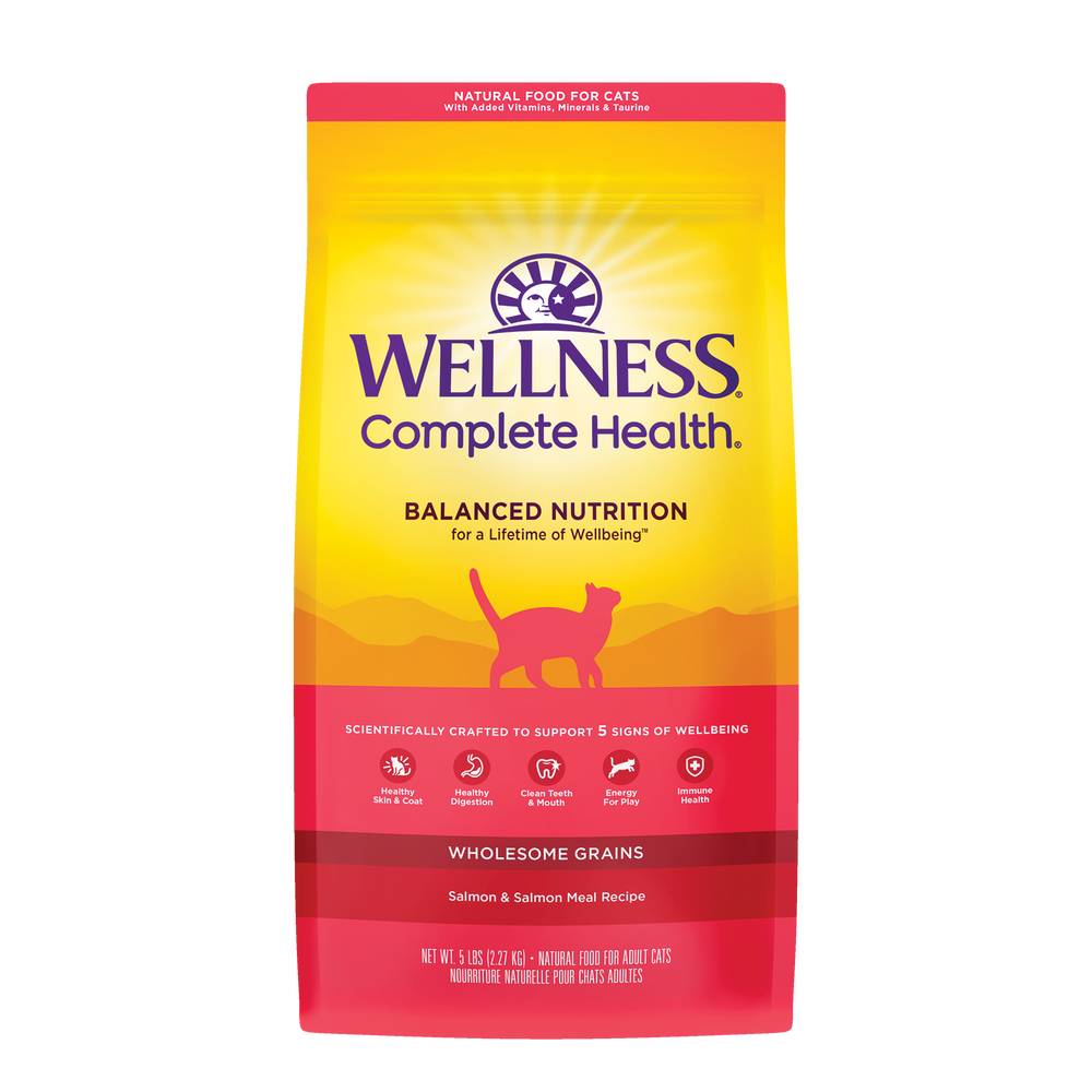 Wellness Complete Health Balanced Nutrition Dry Cat Food, Salmon (5 lbs)