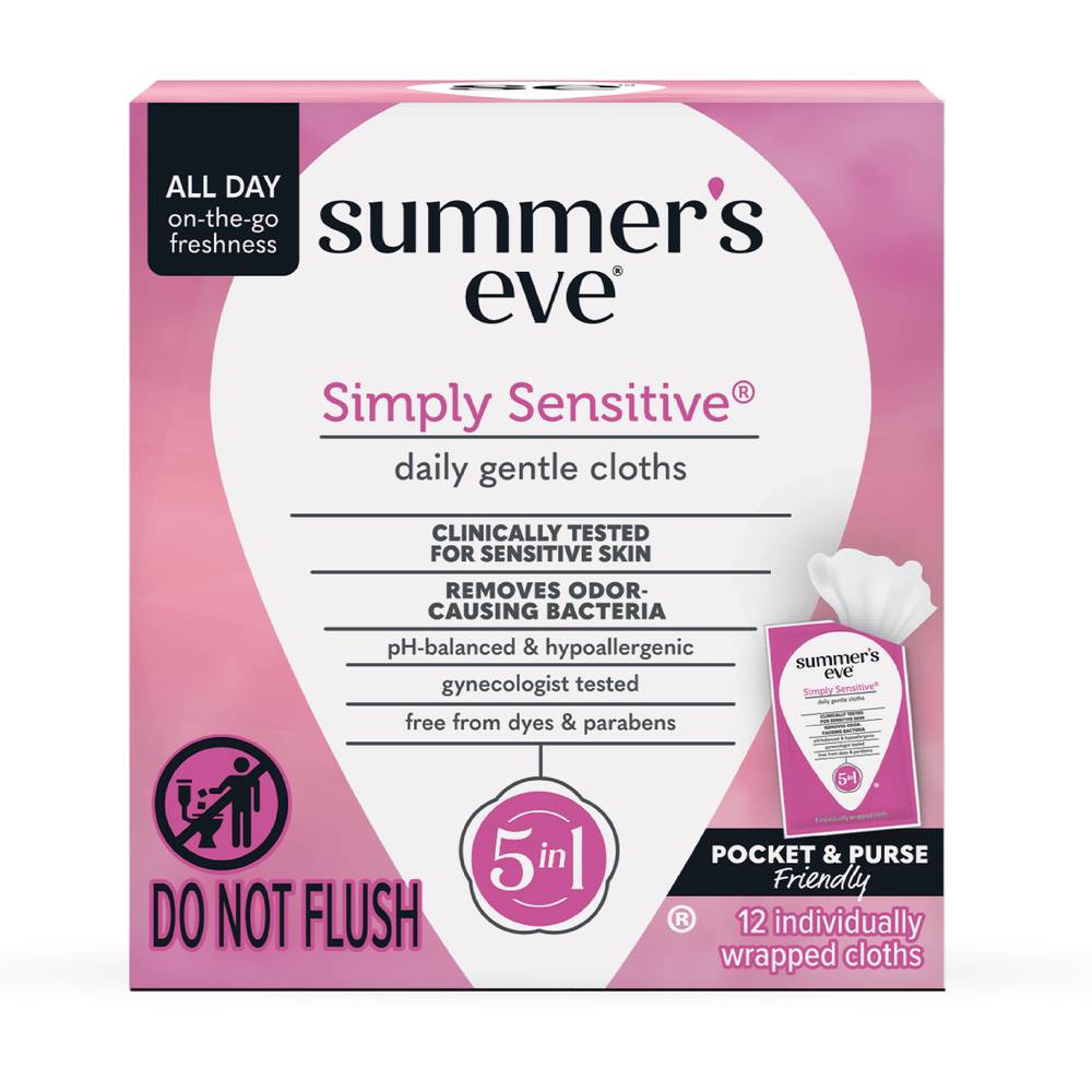 Summer's Eve Simply Sensitive Skin Removes Odor Ph Balanced Daily Feminine Wipes