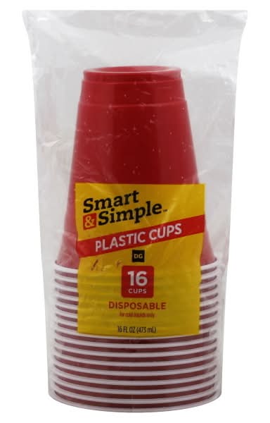 Dollar General Smart & Simple Disposable Plastic Cups (16 ct)