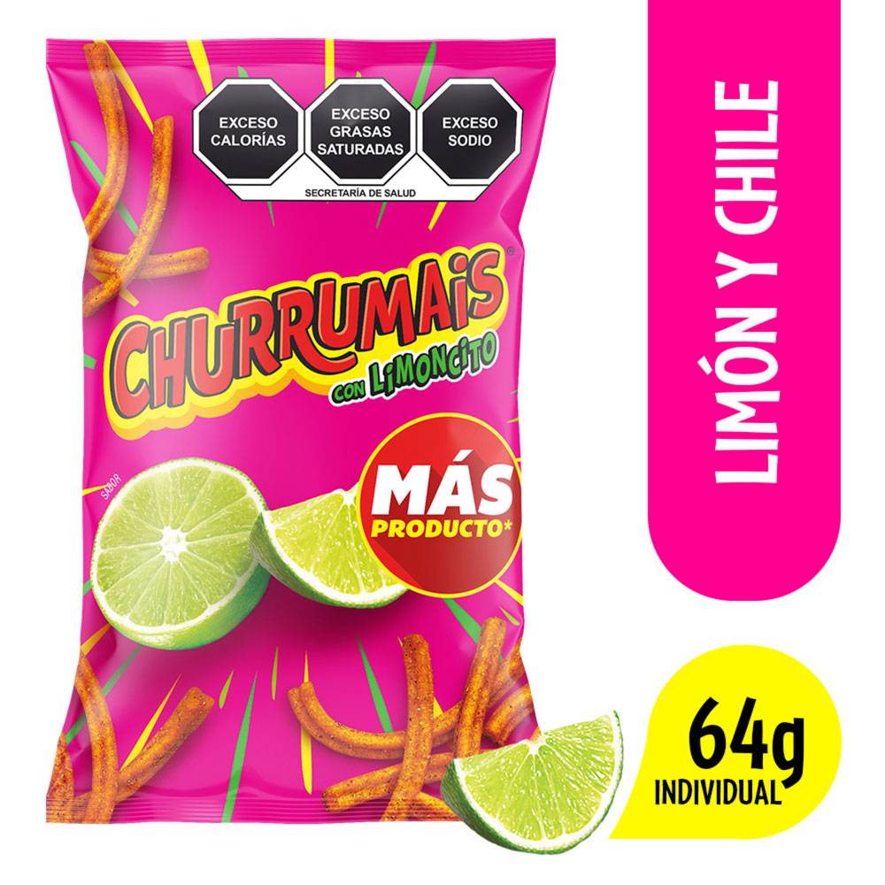 Churrumais churritos sabor chile limón (bolsa 60 g)