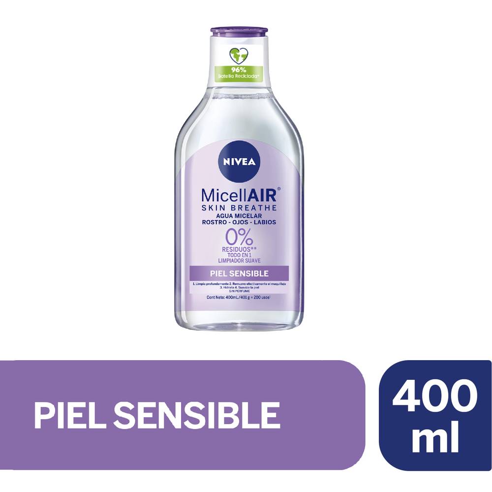 Nivea locion micelar 3 en 1 piel sensible (botella 400 ml)