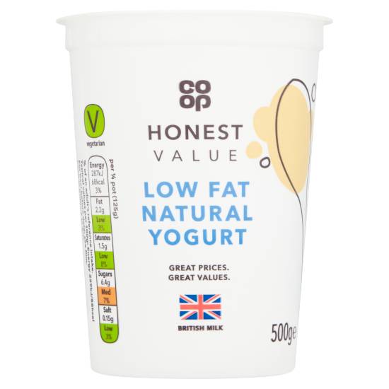 Co-Op Honest Value Low Fat Natural Yogurt 500g