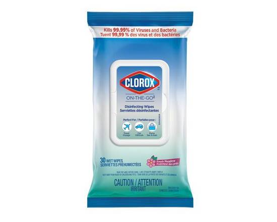 Clorox · Lingettes désinfectantes Onthego fraîcheur des prés (30 unités) - On-The-Go disinfecting wipes fresh meadow (30 units)