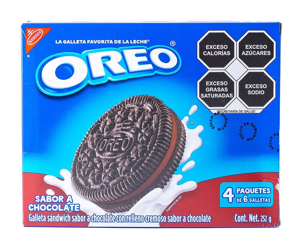 Oreo · Galletas rellenas, chocolate (4 x 6 un)