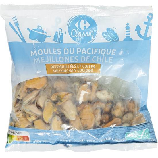 Carrefour Classic' - Moules décoquillées cuites du pacifique (400g)