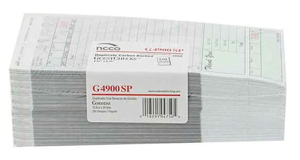 Ncco Guest Check G4900Sp Carbon Copy 4.25X8.25 (10 units)