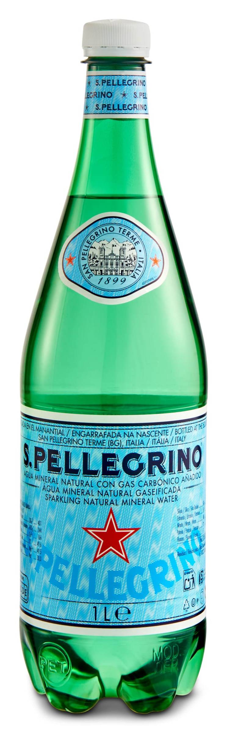 Agua Mineral Con Gas San Pellegrino Botella 1 L