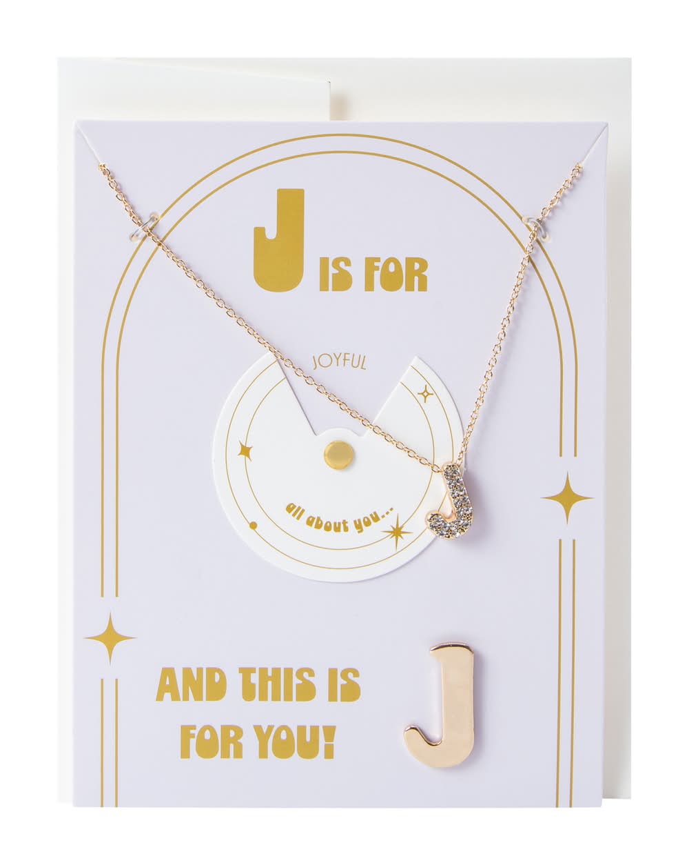 Alphabet Necklace & Tac Pin Set J