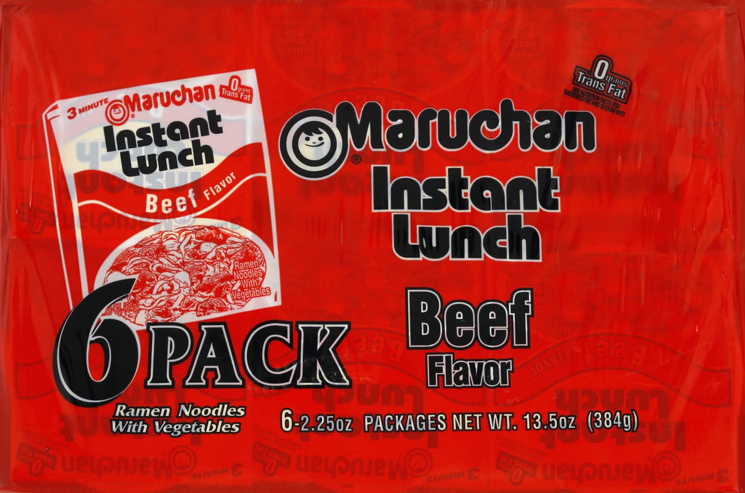 Maruchan Ramen Noodles With Vegetables, Beef (6 x 2.25 oz)