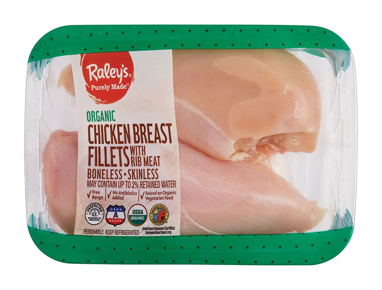Raley's Purely Made Organic Boneless Skinless Chicken Breast Fillets (2 ct)