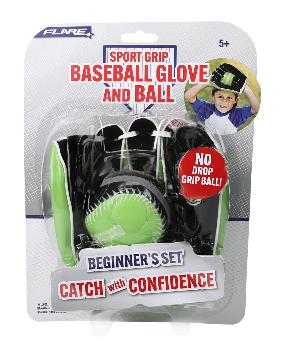 Sport Grip Velcro® Baseball Glove & Ball Beginner's Set Black