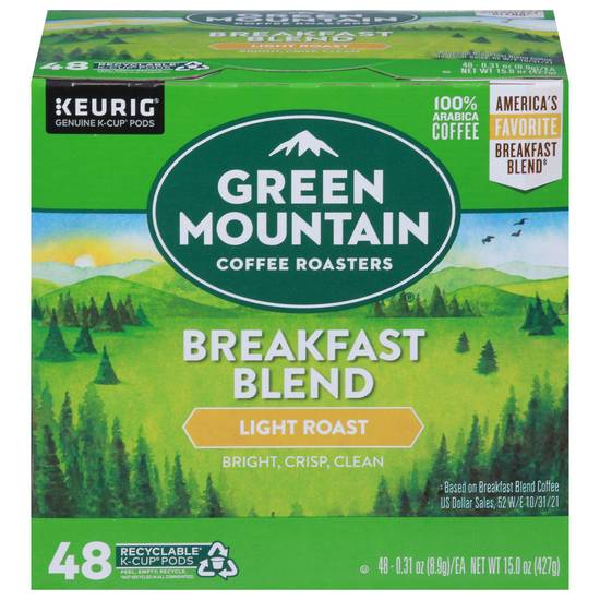 Green Mountain Coffee Roasters Light Roast K-Cup Coffee Pods (48 ct, 15 oz) (breakfast blend)