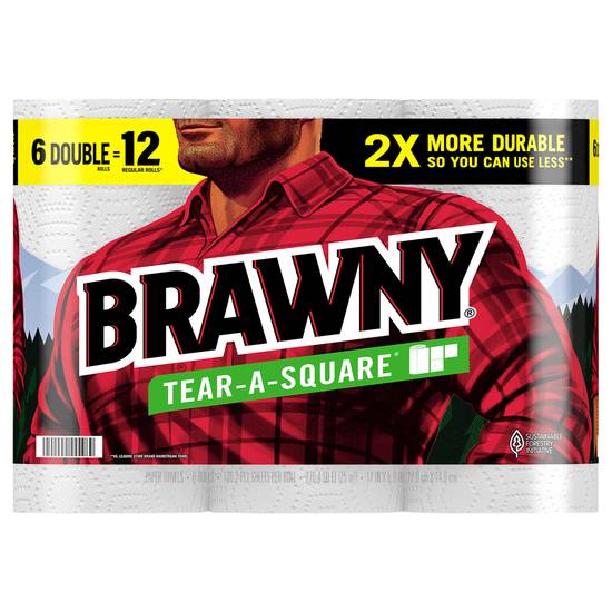 Brawny Tear-A-Square Double Paper Rolls (270.4 sqf)