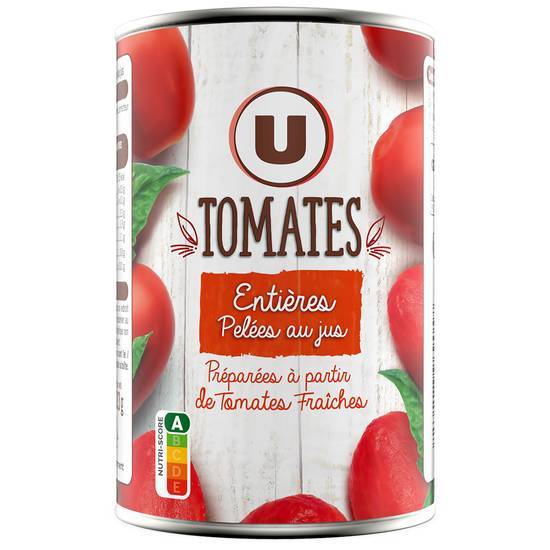 Les Produits U - Tomates entières pelées au jus (383g)