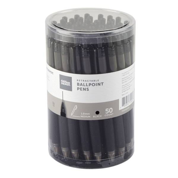 Office Depot Retractable Ballpoint Pens With Grips (50 ct) (black)