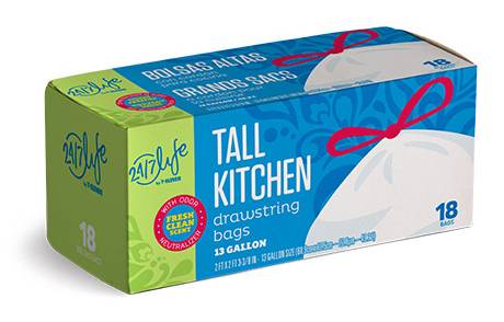 24/7 Life Kitchen Trash Bags 13 gal. 18ct