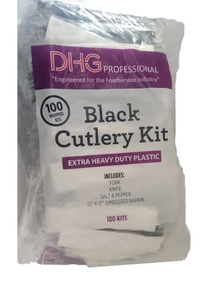 Dhg Professional Dhg Professional Plastic Black Cutlery Kit (4 units)