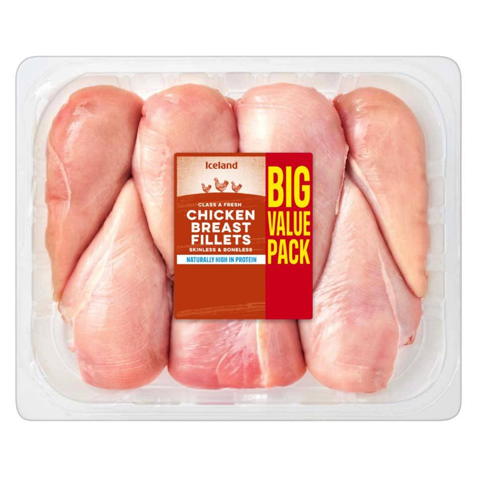 Iceland Class A Fresh Chicken Breast Fillets Skinless and Boneless 1.7kg