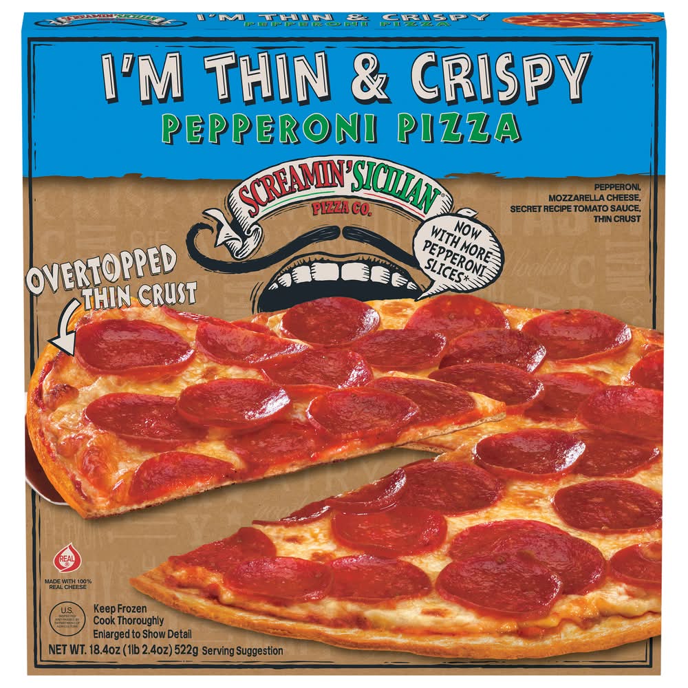 Screamin' Sicilian Pizza Co. Thin & Crispy Pepperoni Pizza (18 oz)