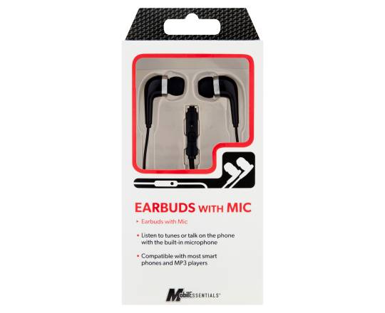 MobilEssentials Earbuds With Mic Black