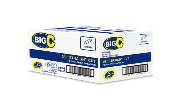 Frozen Big C - 3/8" Straight Cut French Fries - 6/5 lbs (1 Unit per Case)