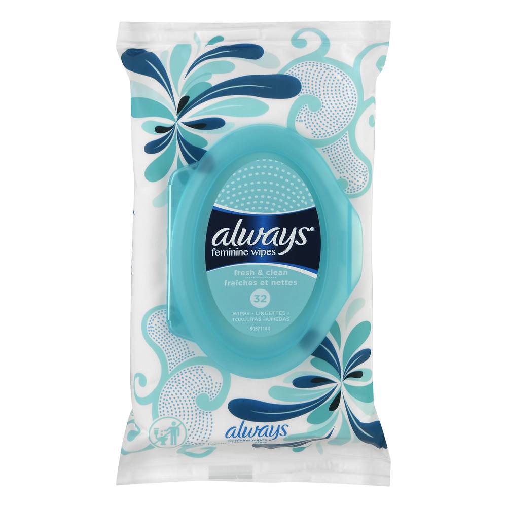 Always Fresh & Clean Soft Feminine Wipes (7.05 oz)