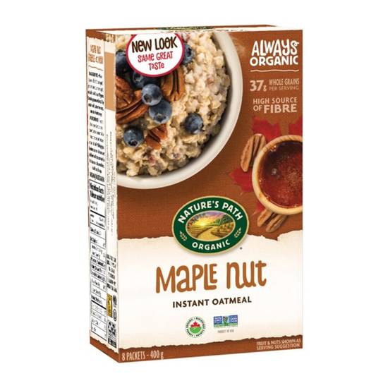 Nature's Path · Organic hot oatmeal maple nut - Gruau chaud biologique à l'érable et noix en sachets (8 x 50 g - 8x50 g)