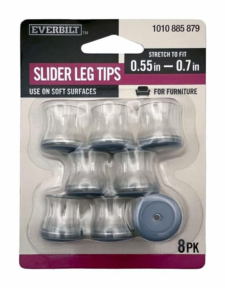 Everbilt 0.55 In. To 0.7 In. Clear Round Leg Tip Slider (8-Pack)