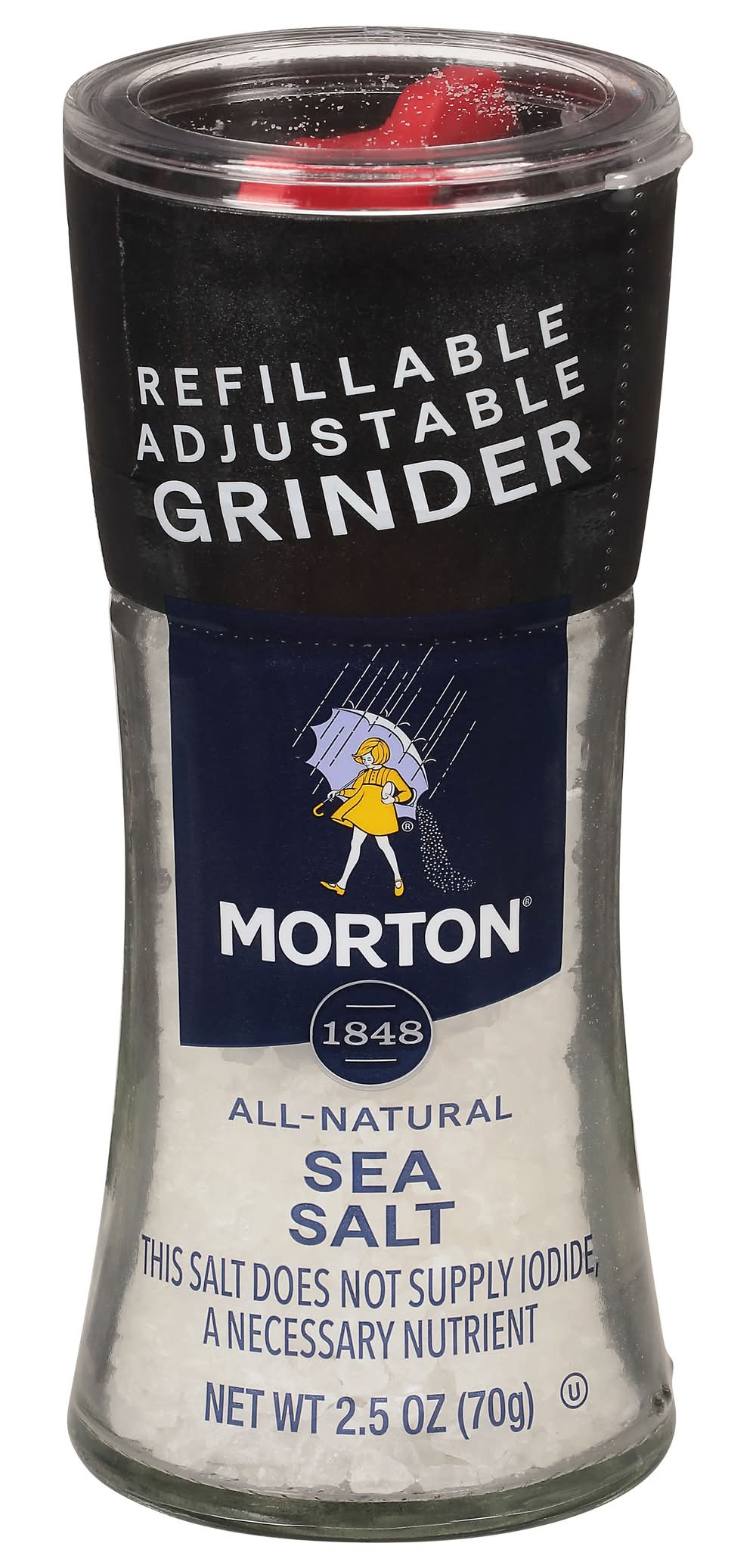 Morton All Natural Refillable Adjustable Grinder Sea Salt