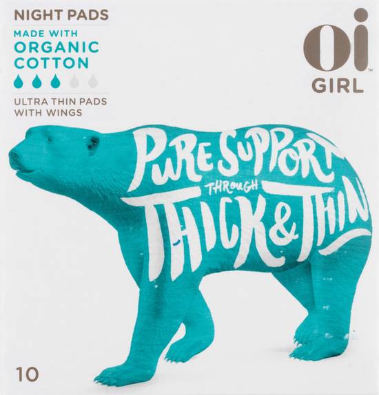 Oi Girl Ultra Thin Night Pads With Wings (10 ct)