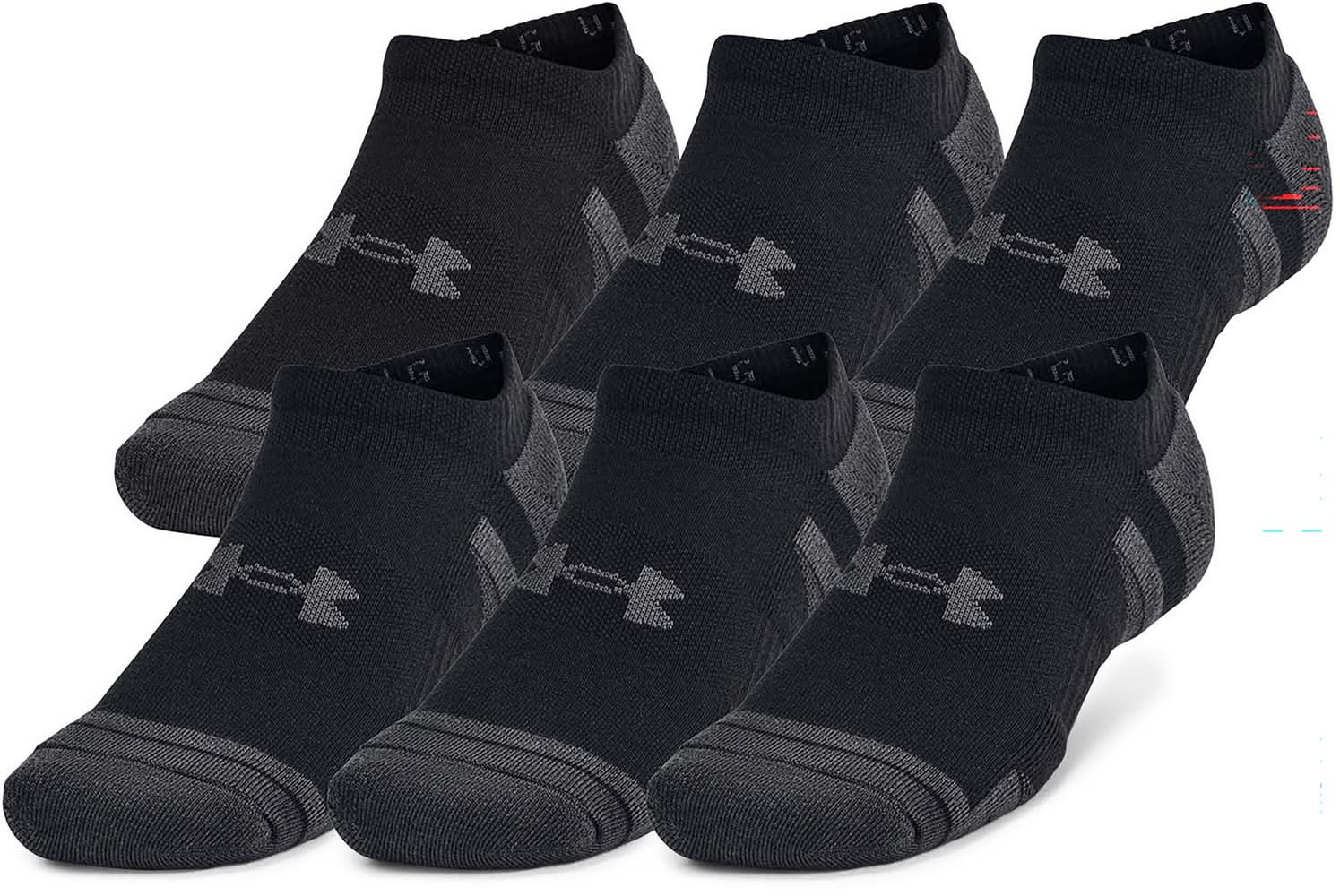 Under Armour Unisex UA Performance Tech Crew Socks - 6-Pack (Black/Jet Gray, M)