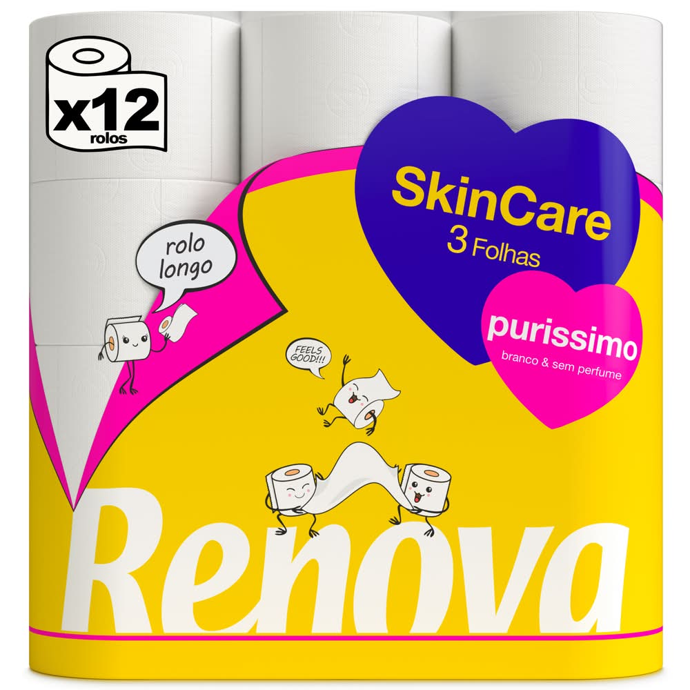 Papel Higiénico 3 Folhas Skin Care Puríssimo Renova (emb. 12 rolos)